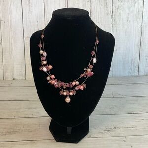 Delicate Pink "pearl"  and "Quartz" 3 Tier Necklace